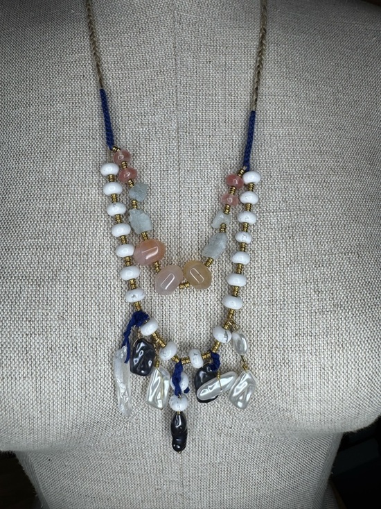 Free People Jewelry - Ariana Ost for Free People Layered Gemstone Pearl Statement Necklace Boho